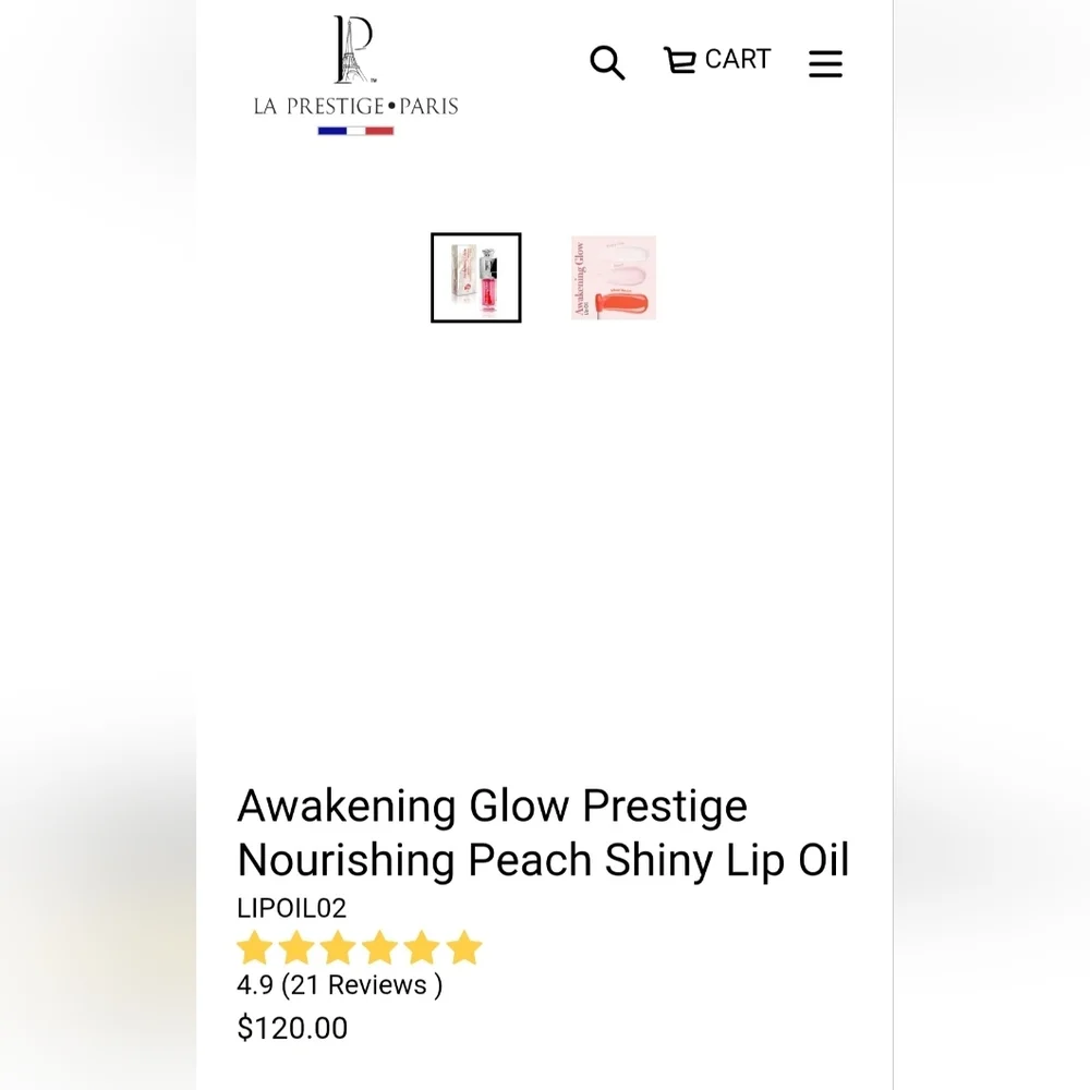 NIB-Awakening Glow LA Predire Prestige Nourishing Peach Shiny Lip Oil